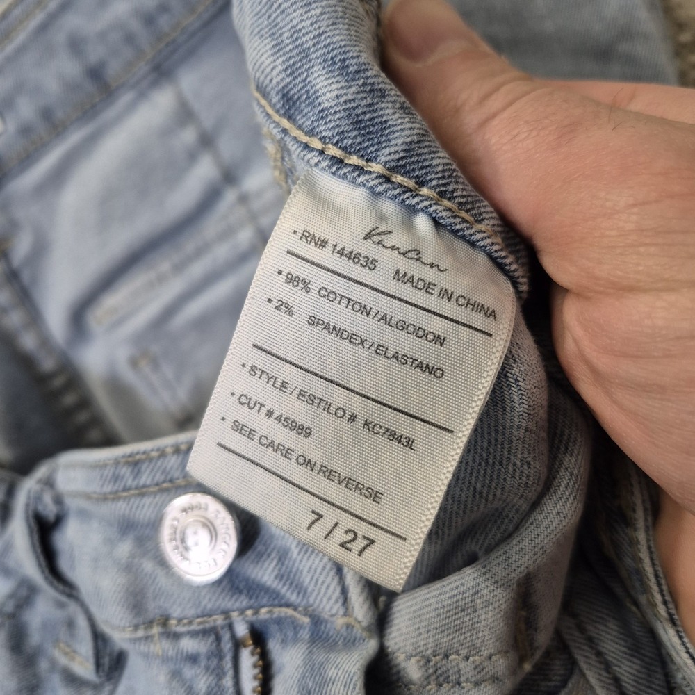 Kancan High Rise Cargo Jeans 7/27 Light Wash Blue Actual 30 Slim Straight Ankle - Picture 4 of 14